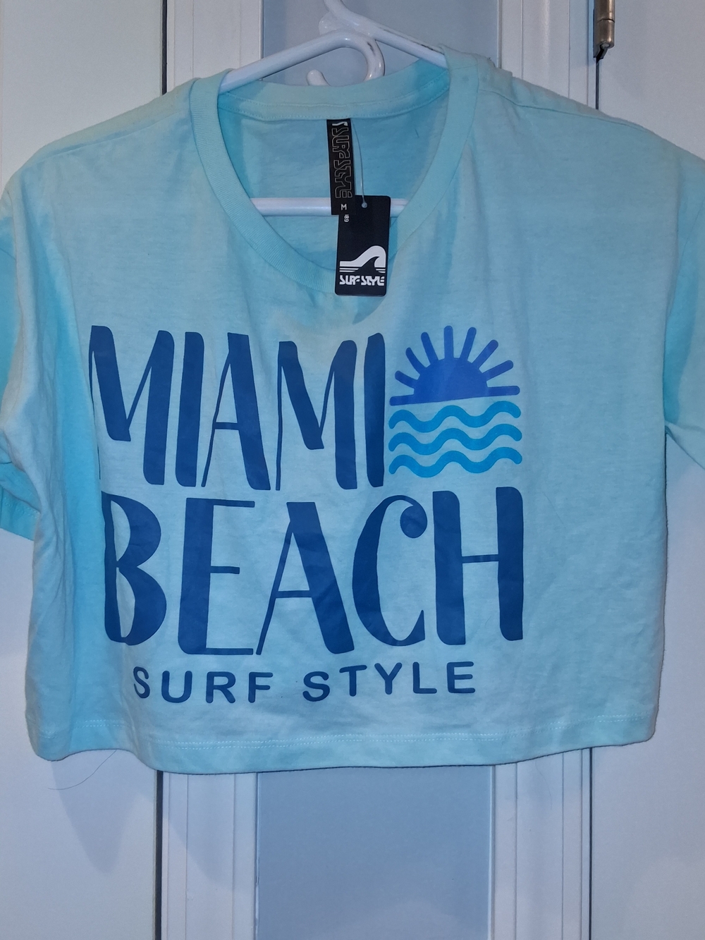 SURF STYLE Miami Beach Surf Style Crop Top Blue
